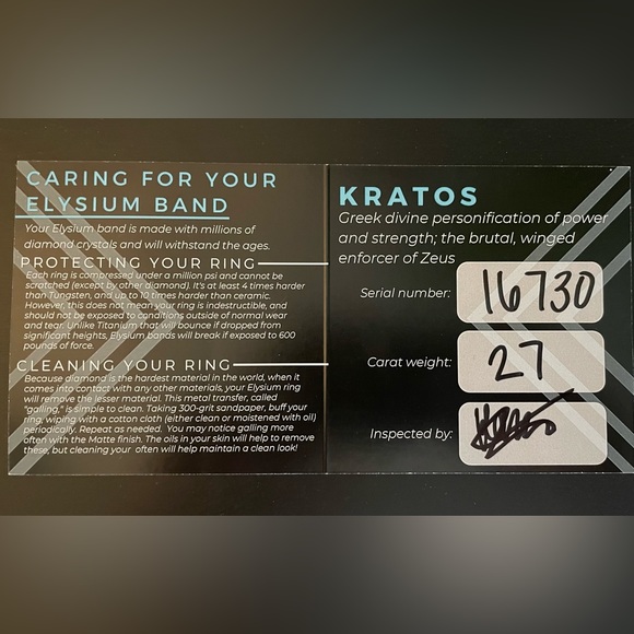 Elysium Black Diamond Kratos Matte Finish Ring 8MM